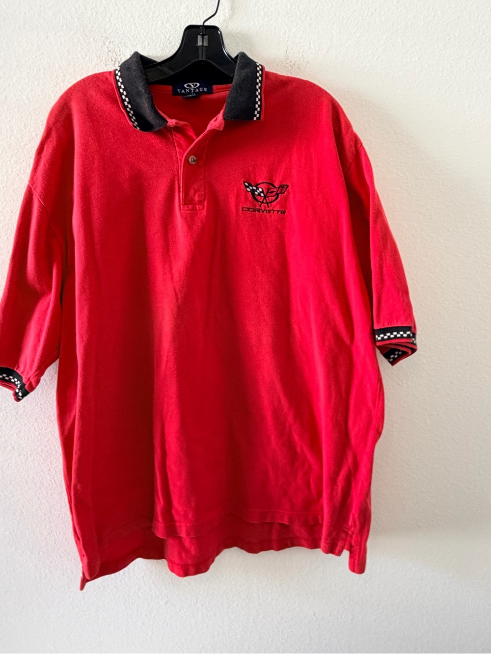 Vantage Corvette Red Polo Shirt with Black Trim